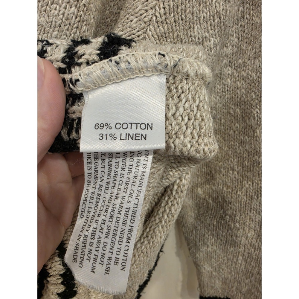 Tivoli Hand Knit Sweater LG Beige Heavy Linen Cotton Rolled Neck Old Money - Picture 3 of 4